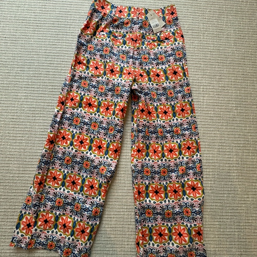Boden linen pants NWT 8 wide leg trouser Floral Geo Multicolor, gorgeous print - Picture 4 of 14